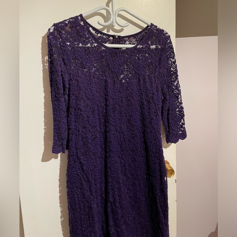 Elegant Deep Purple Lace Dress with lots of stretch